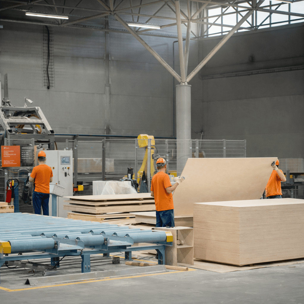 Plywood ve kontrplak üretim tedarik süreci fabrika görseli